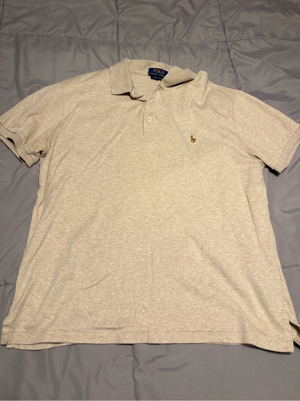 Ralph Lauren Men's Polo in Light Beige with Gold Logo
